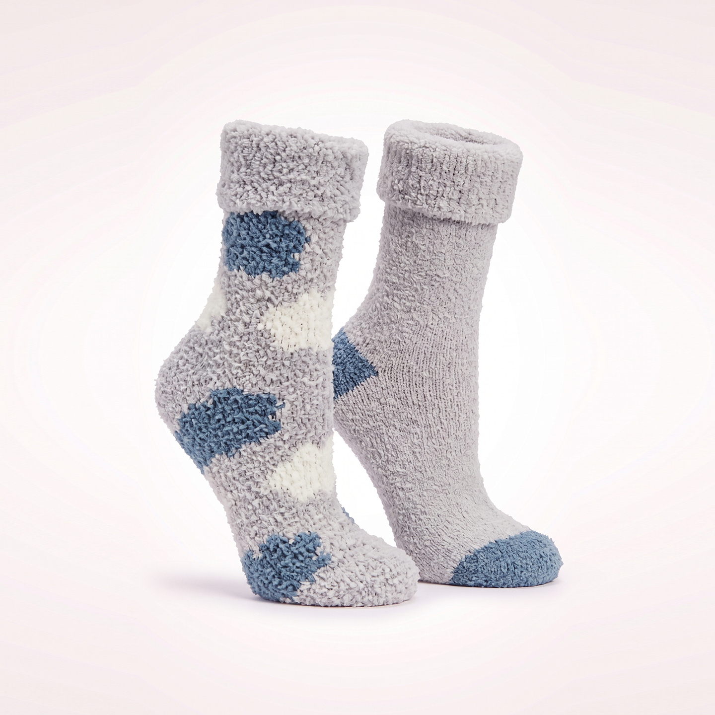 2 Pair Fluffy Chenille Socks - Clouds- French Blue
