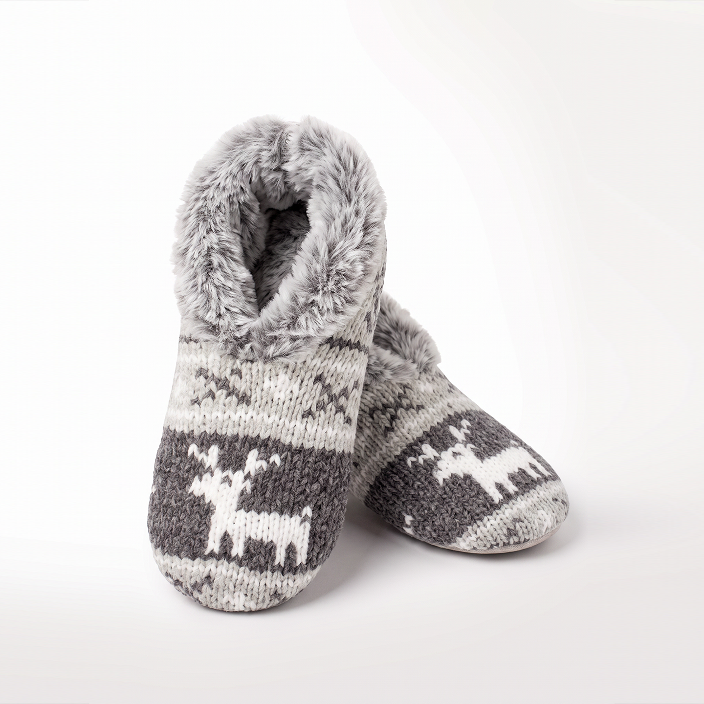 Pashmina -like fur lined slippers - Neroli & Shea Butter Infused w scented plush keychain - GREY