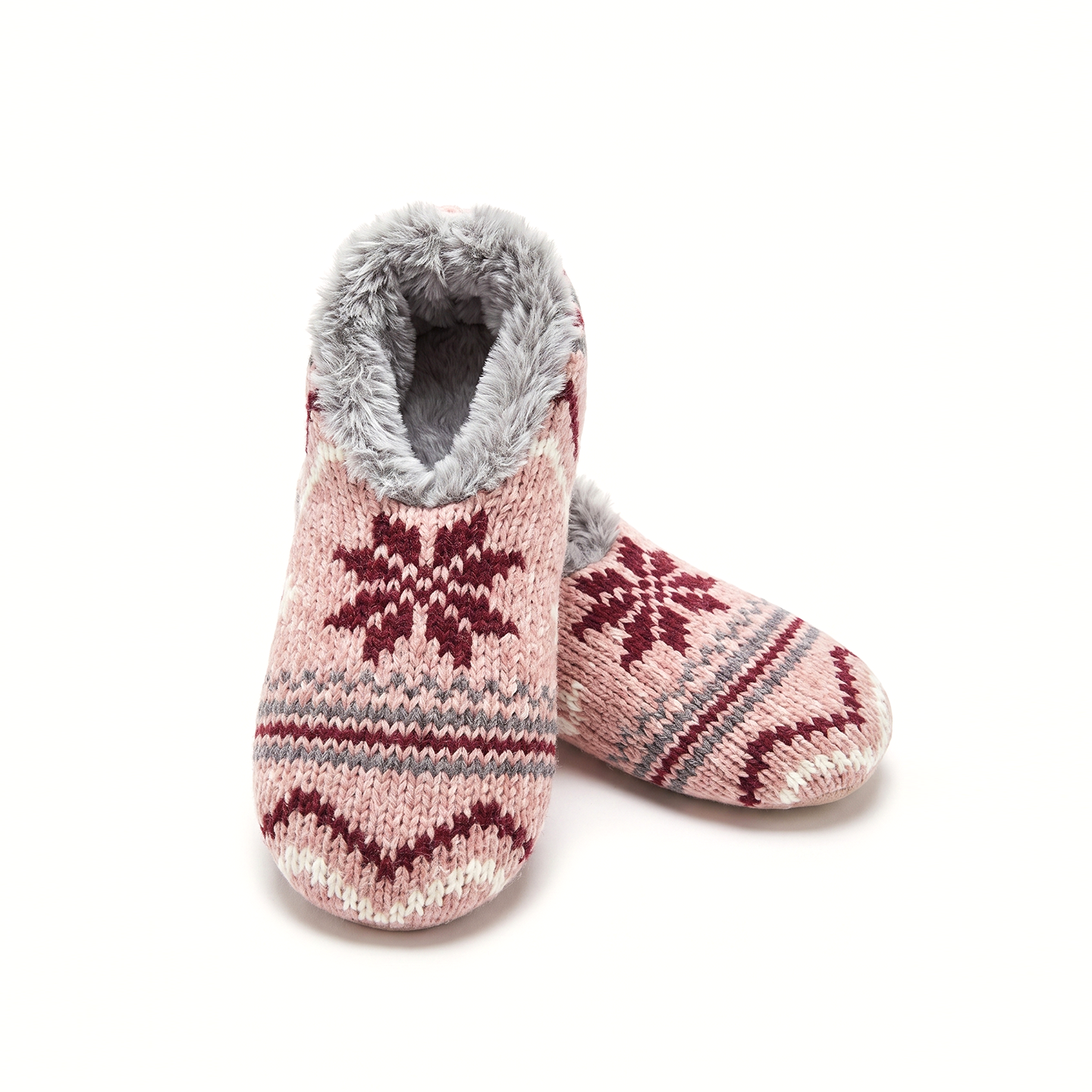 Pashmina -like fur lined slippers - Rose