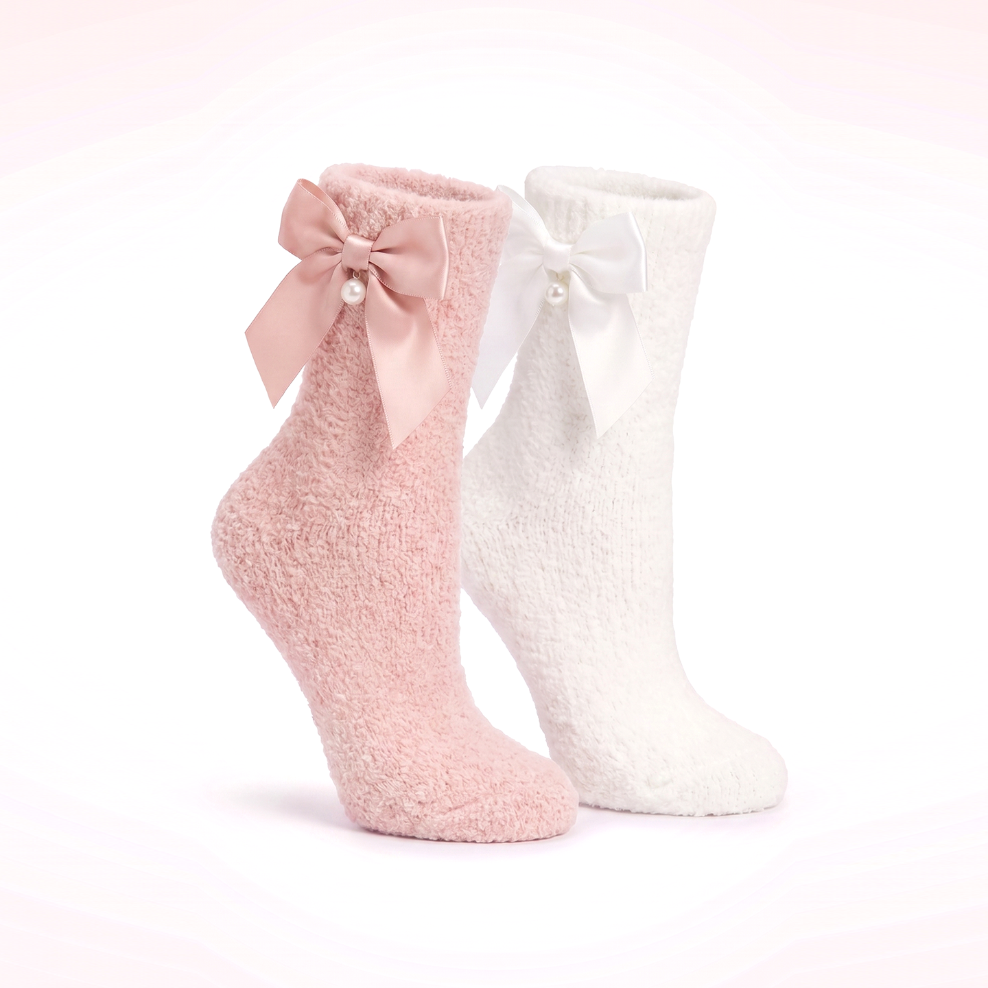 2 Pack - Bow Beautiful slipper sock, with Rose and Shea Butter Infusion, Pink