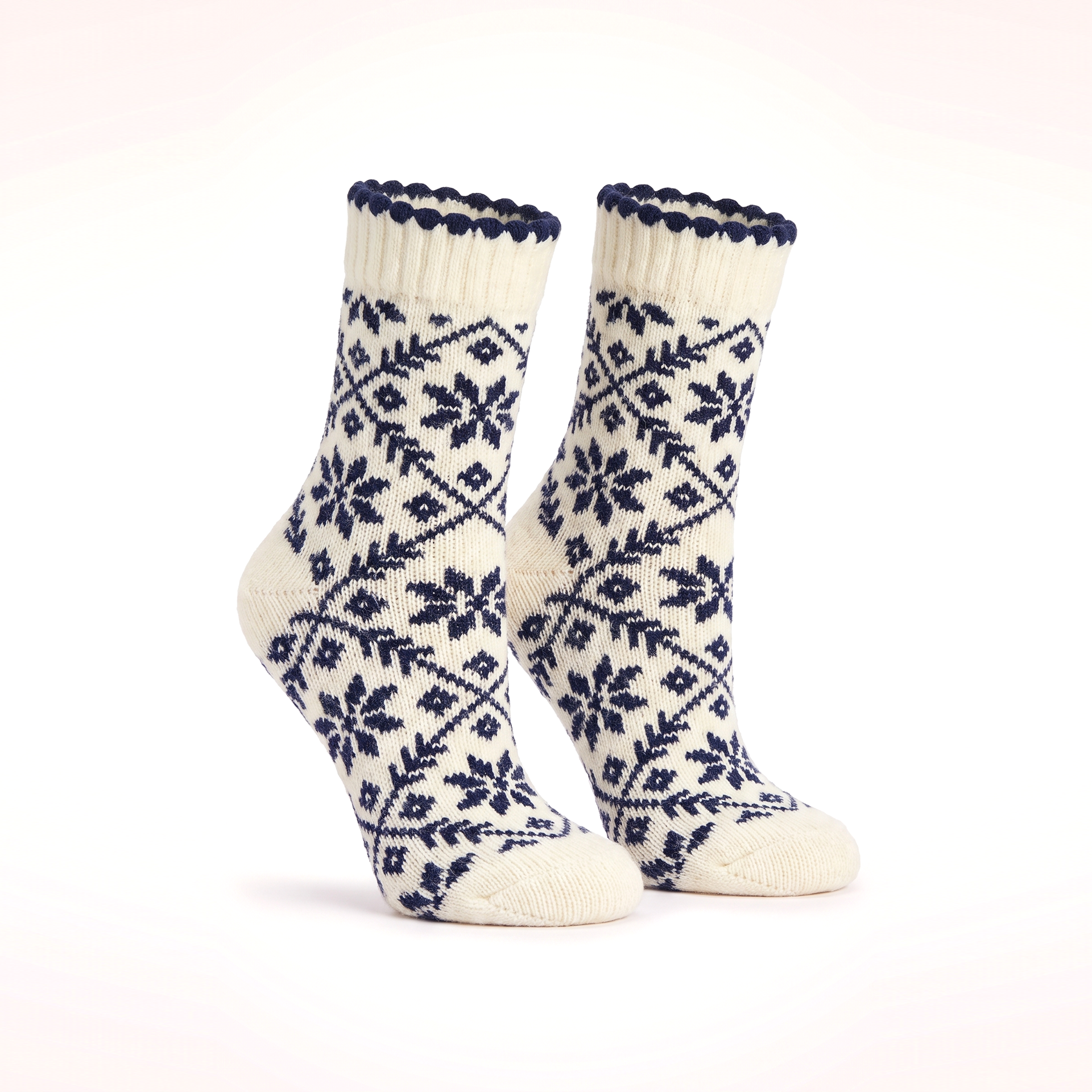Frosted Stitch, Double Layered, Lounge Sock, Winter White