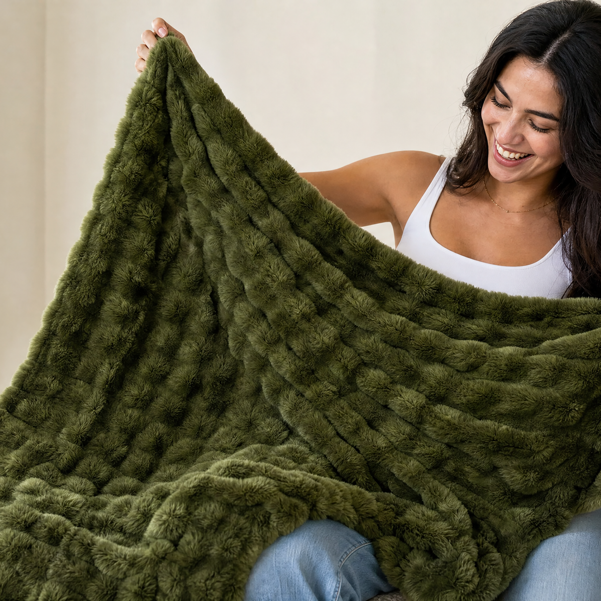 Lavender Scented Olive Bubble Throw